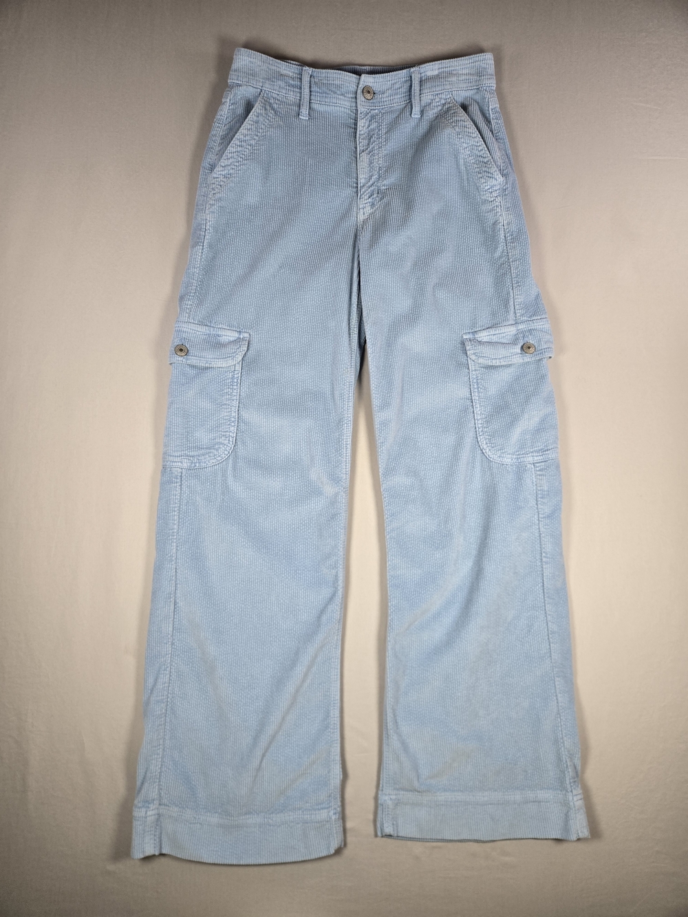 American Eagle Light Blue Corduroy Cargo Pants Wide Leg Baggy Sz 4